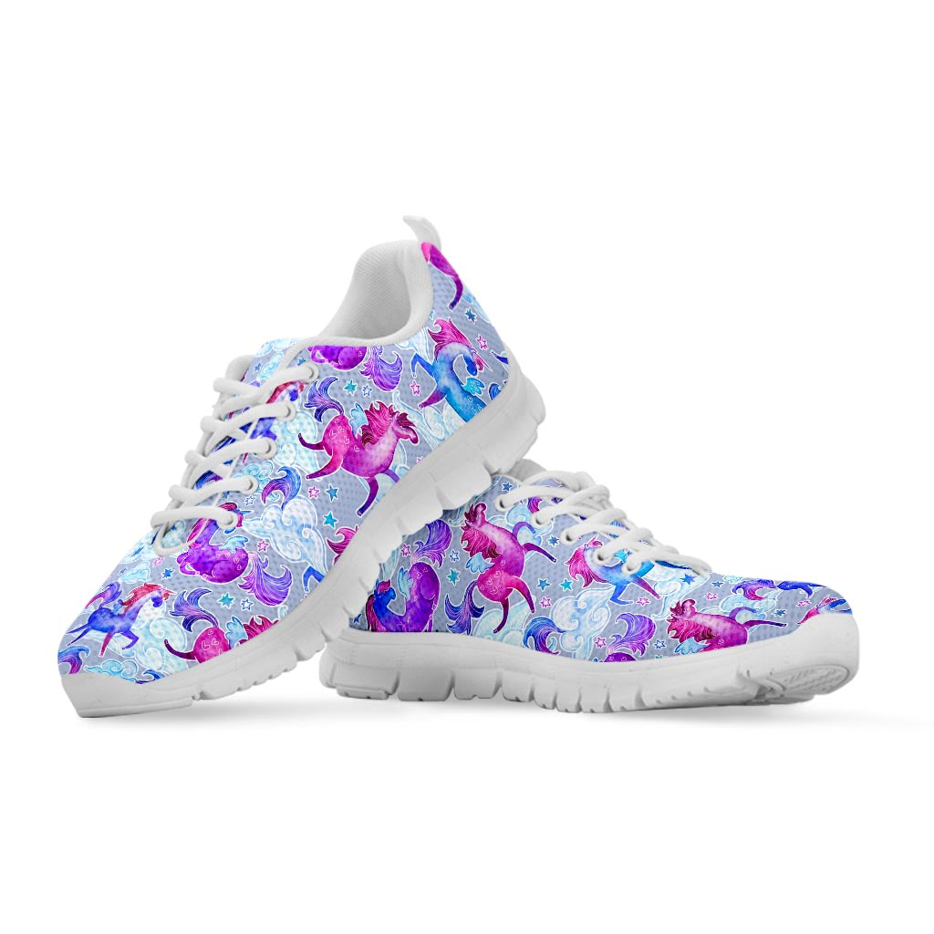 Unicorn Paradise Pattern Print White Running Shoes