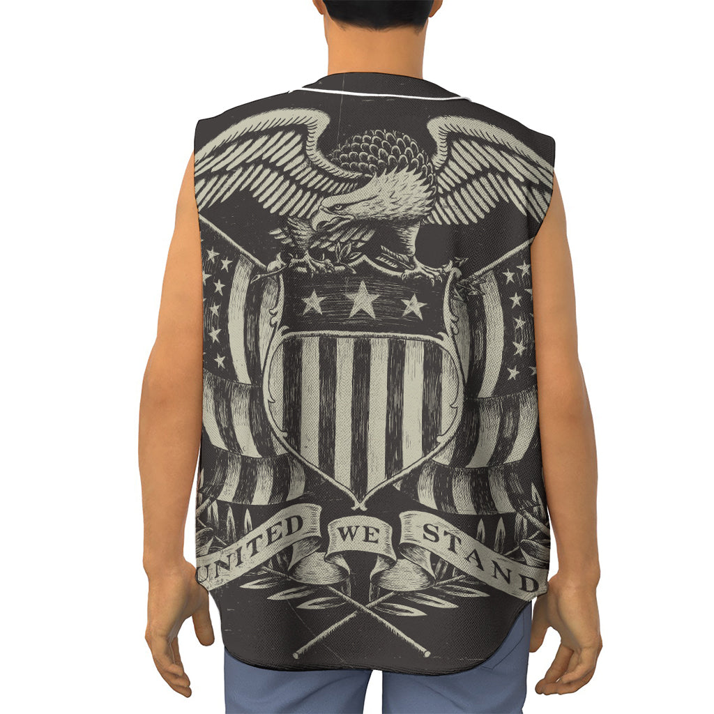 United We Stand American Flag Print Sleeveless Baseball Jersey
