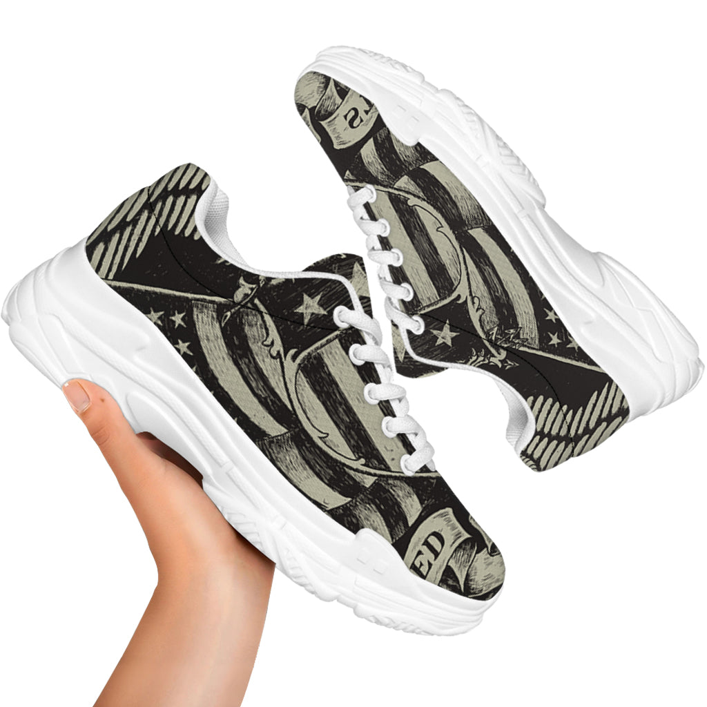 United We Stand American Flag Print White Chunky Shoes