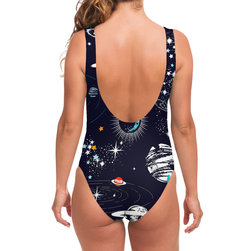 Universe Galaxy Outer Space Print One Piece Swimsuit