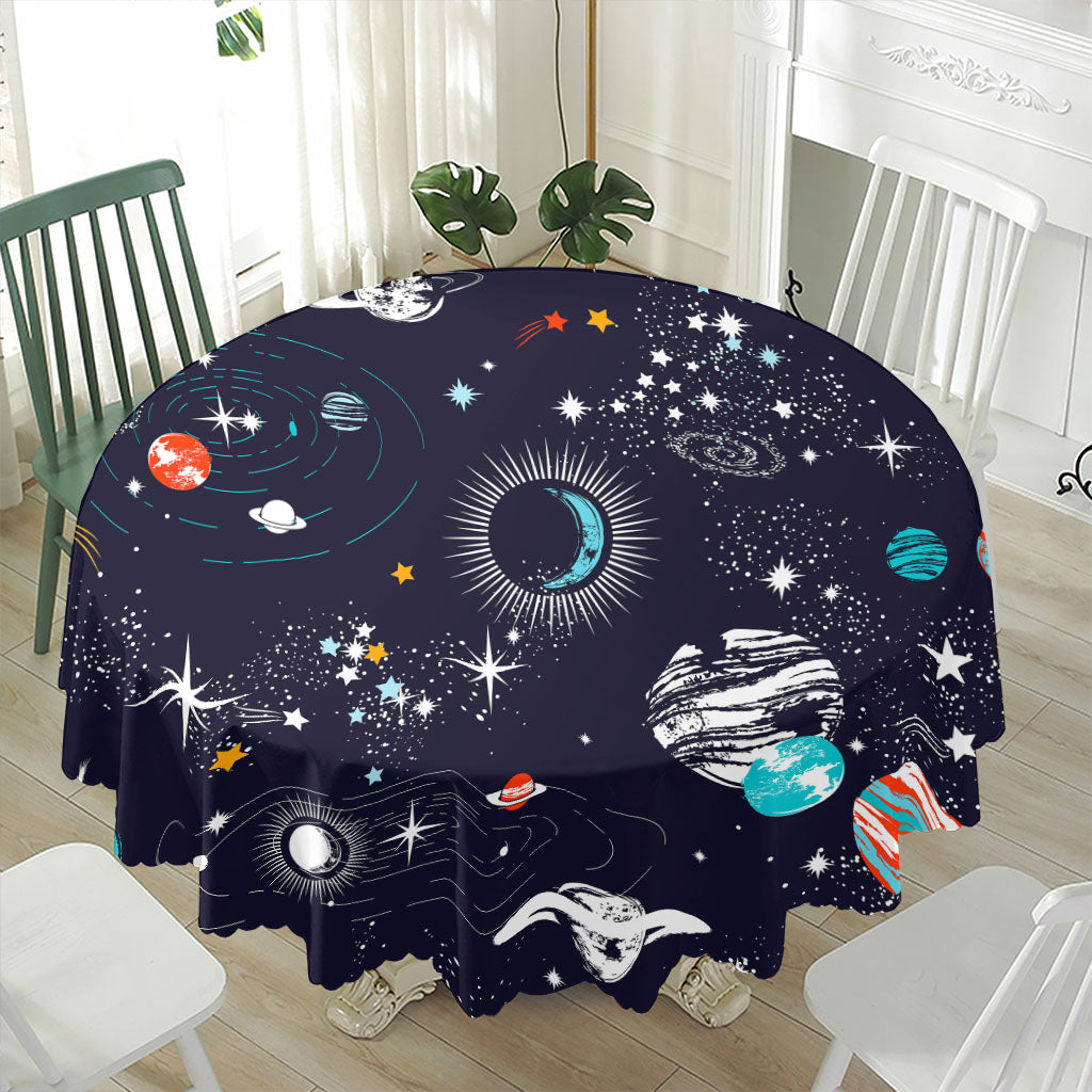 Universe Galaxy Outer Space Print Waterproof Round Tablecloth