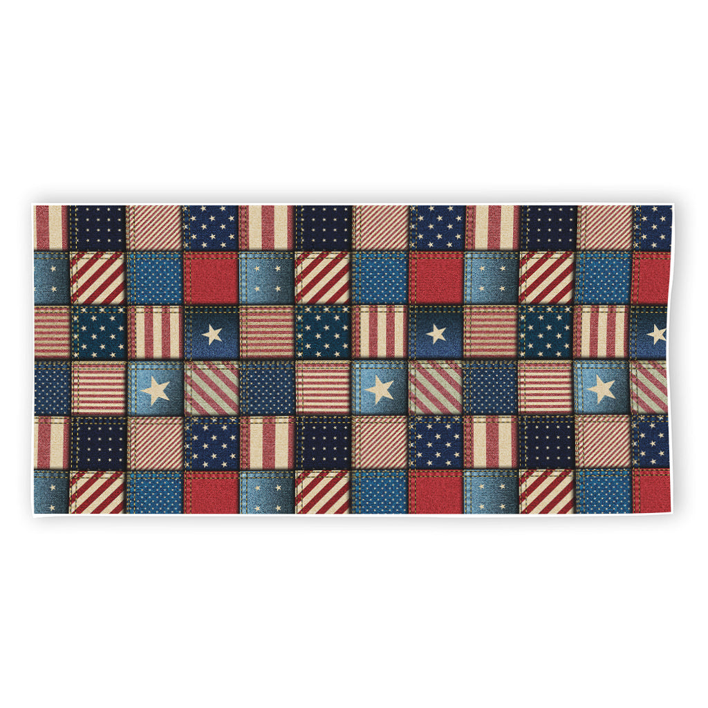 USA Denim Patchwork Pattern Print Beach Towel