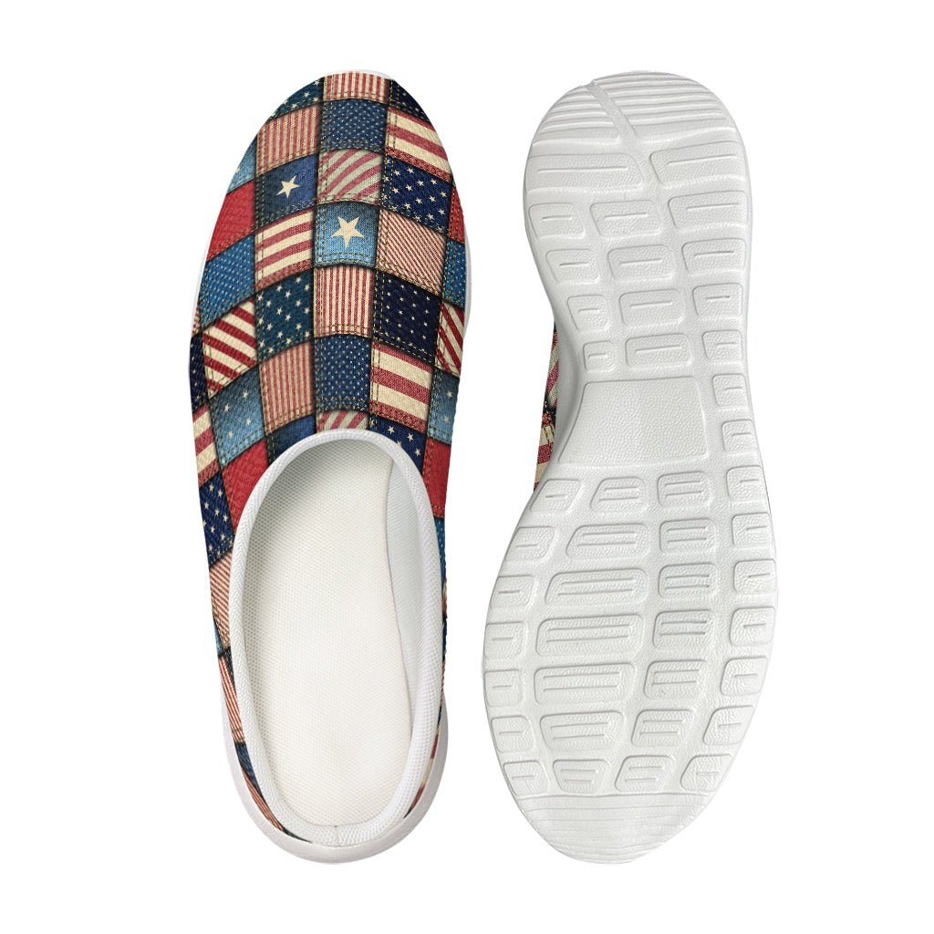 USA Denim Patchwork Pattern Print Mesh Casual Shoes