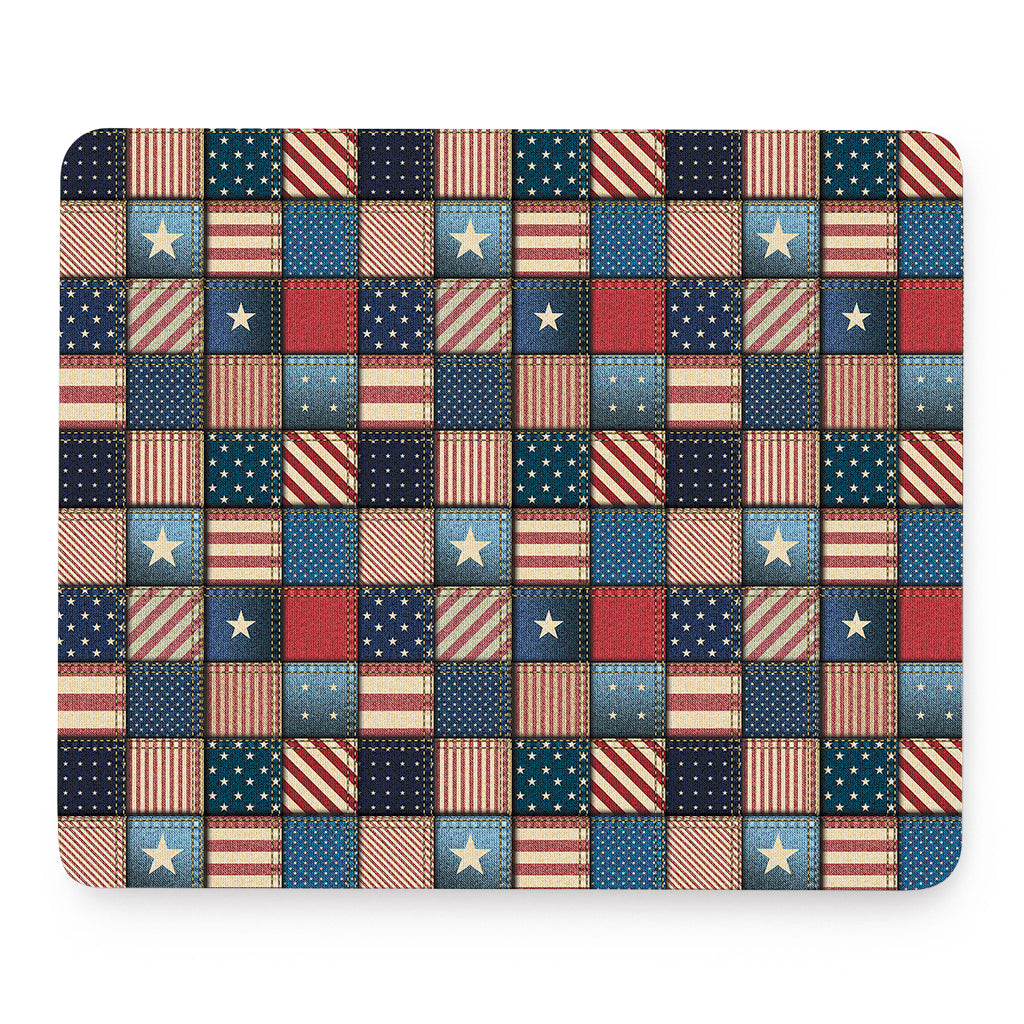 USA Denim Patchwork Pattern Print Mouse Pad