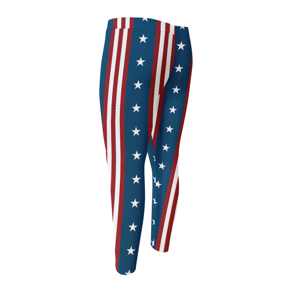 USA Independence Day Pattern Print Men's Compression Pants