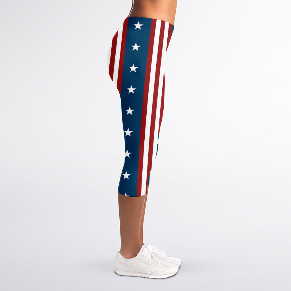USA Independence Day Pattern Print Women's Capri Leggings