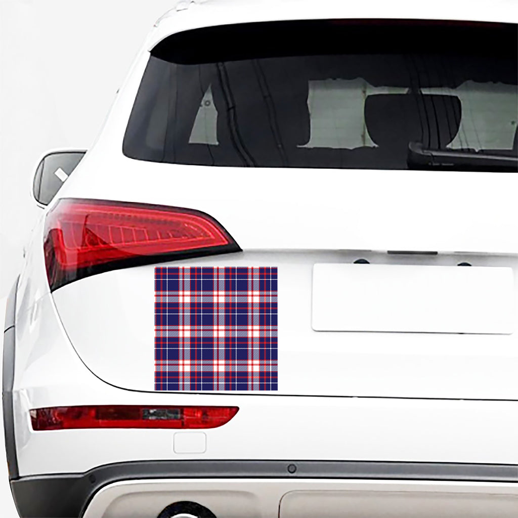 USA Patriotic Plaid Print Car Sticker