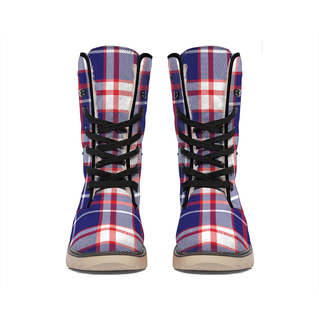 USA Patriotic Plaid Print Winter Boots