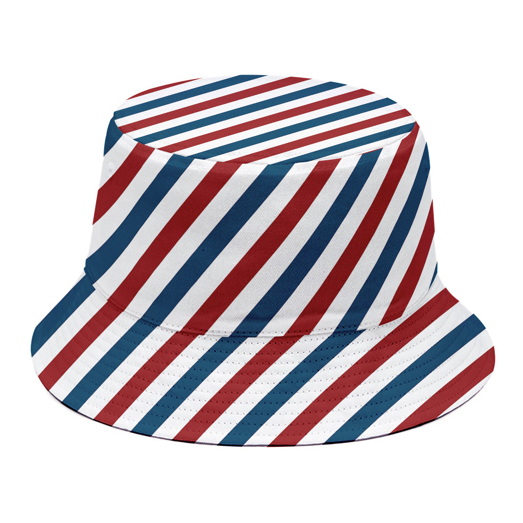 USA Patriotic Striped Pattern Print Bucket Hat