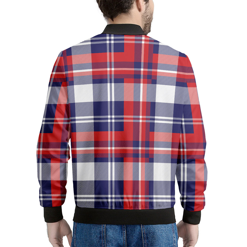 USA Plaid Pattern Print Men's Bomber Jacket