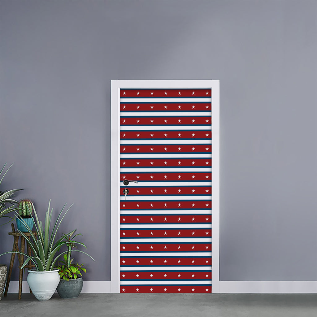 USA Striped Pattern Print Door Sticker