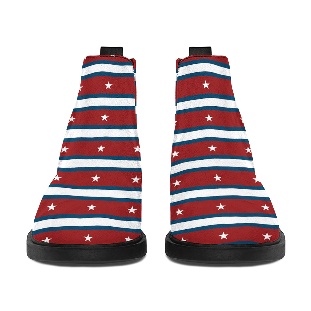 USA Striped Pattern Print Flat Ankle Boots