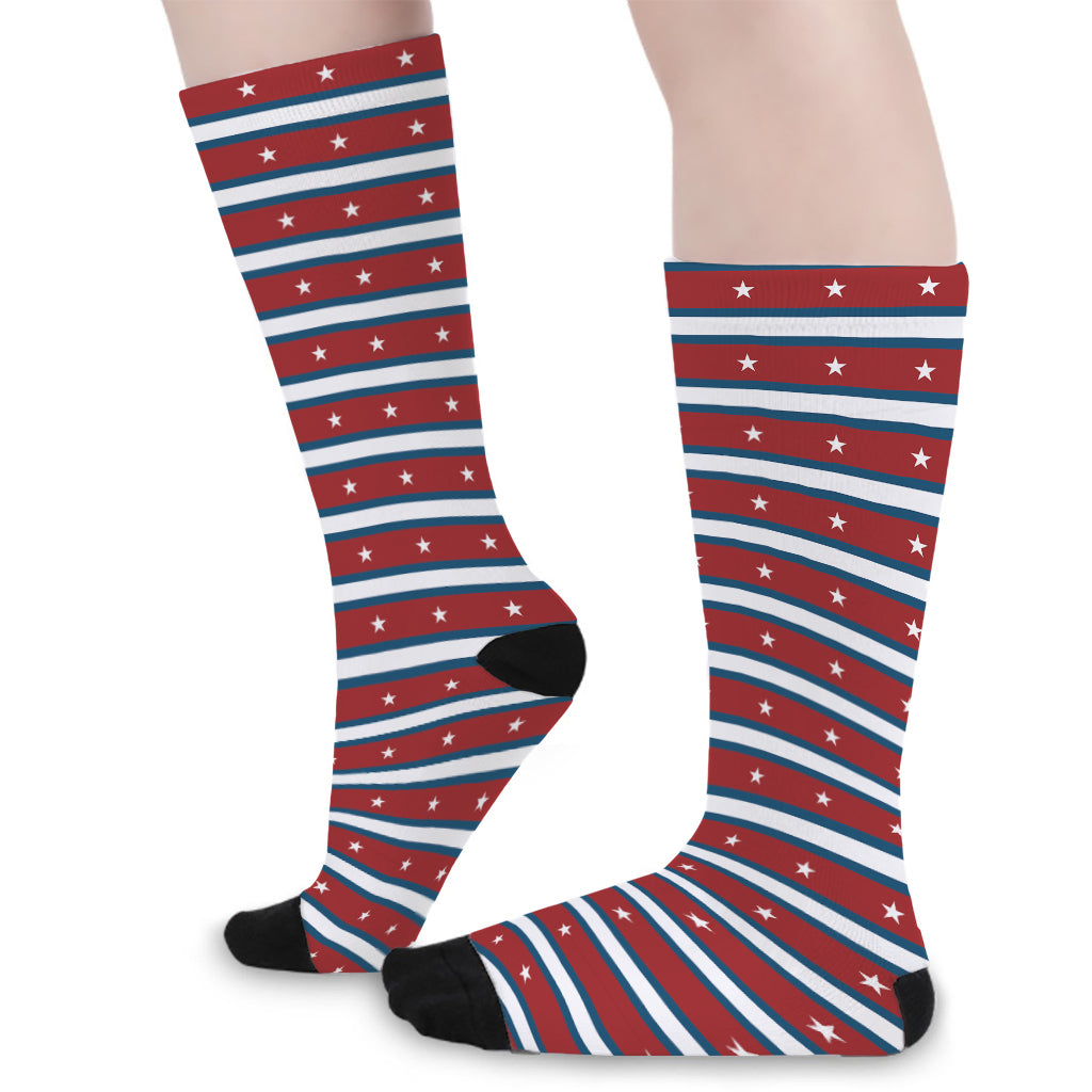 USA Striped Pattern Print Long Socks