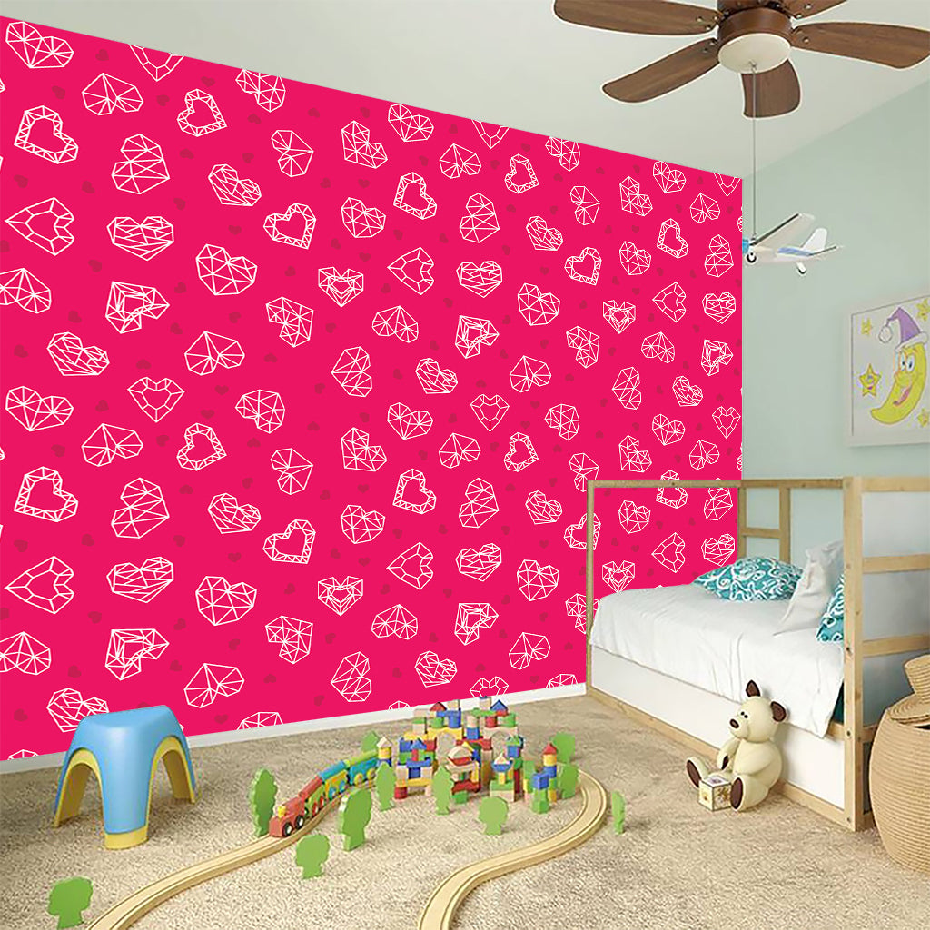 Valentine's Day Geometric Heart Print Wall Sticker