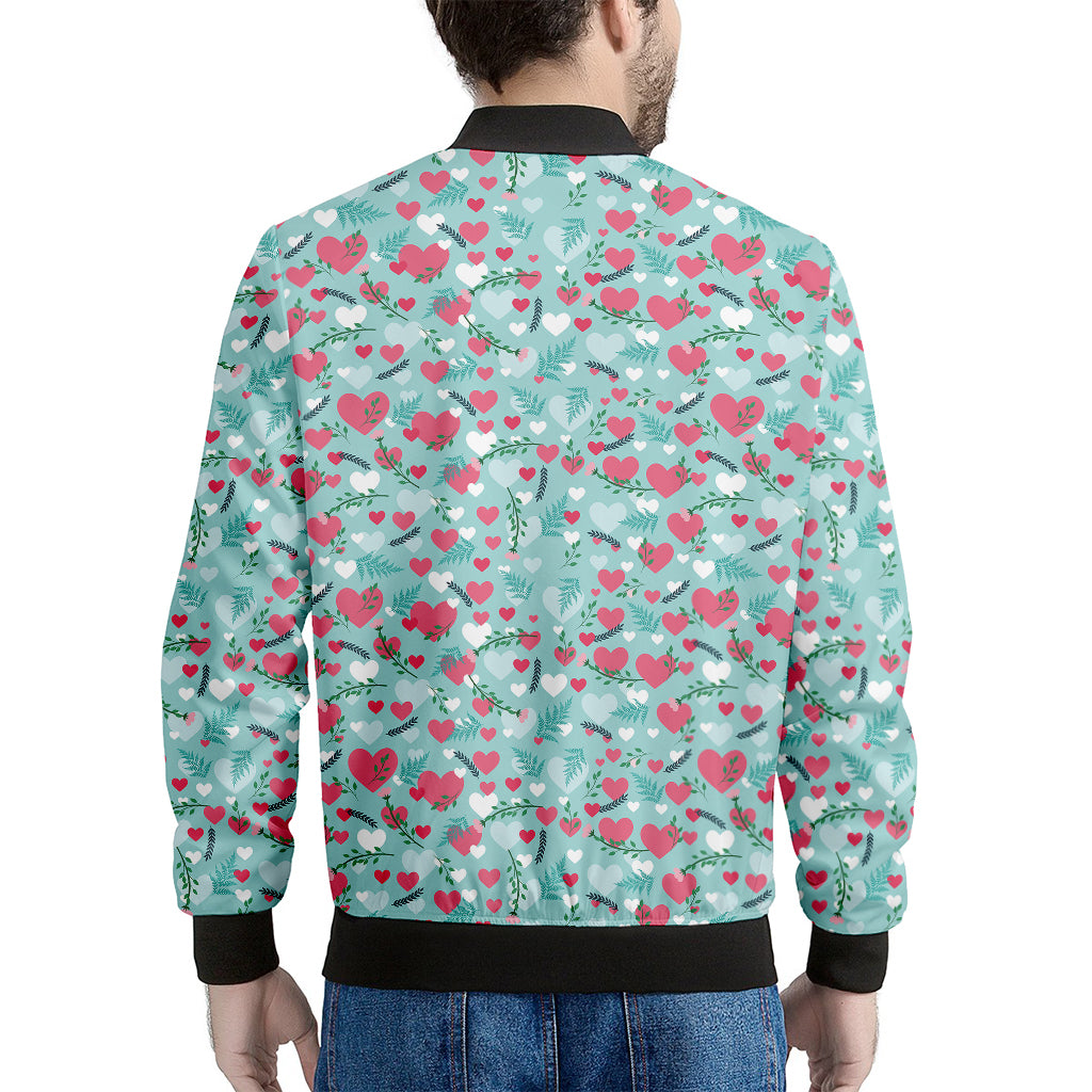 Valentine's Day Heart And Flower Print Men's Bomber Jacket