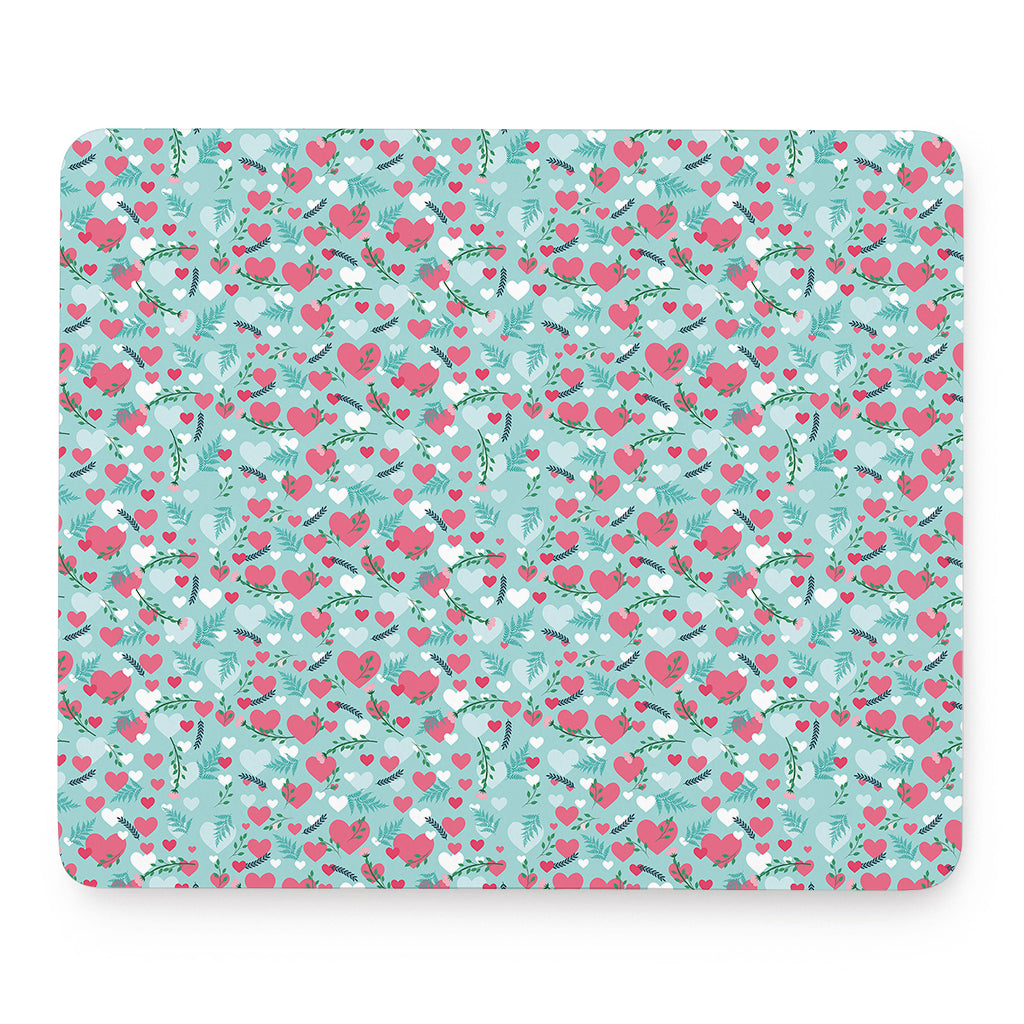 Valentine's Day Heart And Flower Print Mouse Pad