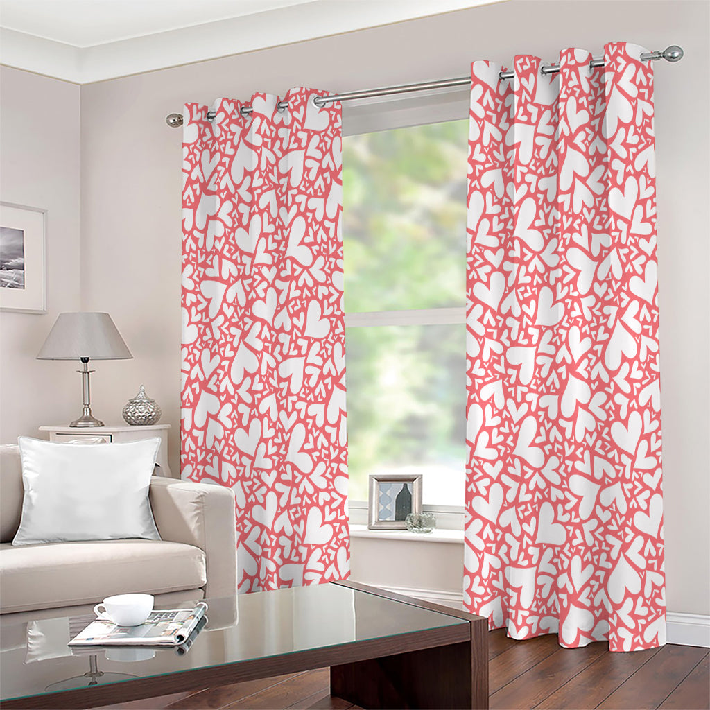 Valentine's Day Heart Pattern Print Extra Wide Grommet Curtains