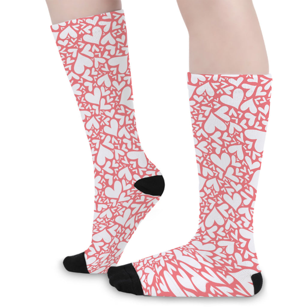 Valentine's Day Heart Pattern Print Long Socks