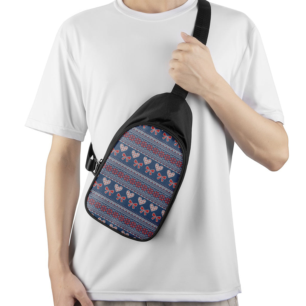 Valentine's Day Knitted Pattern Print Chest Bag