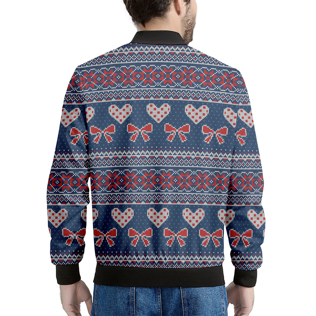 Valentine's Day Knitted Pattern Print Men's Bomber Jacket