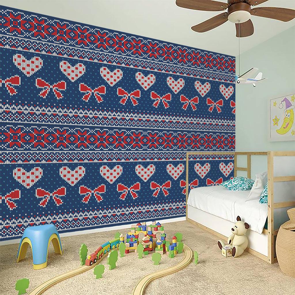 Valentine's Day Knitted Pattern Print Wall Sticker