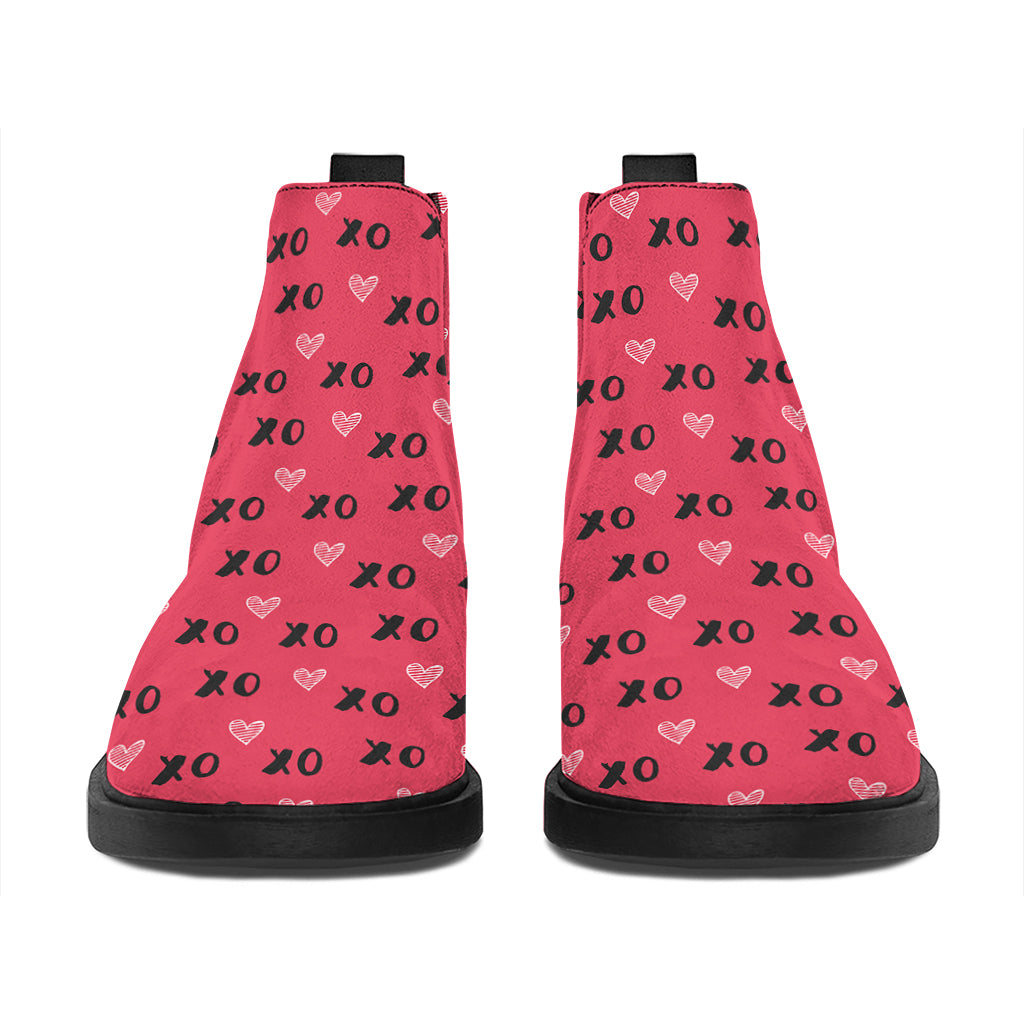 Valentine's Day XOXO Pattern Print Flat Ankle Boots