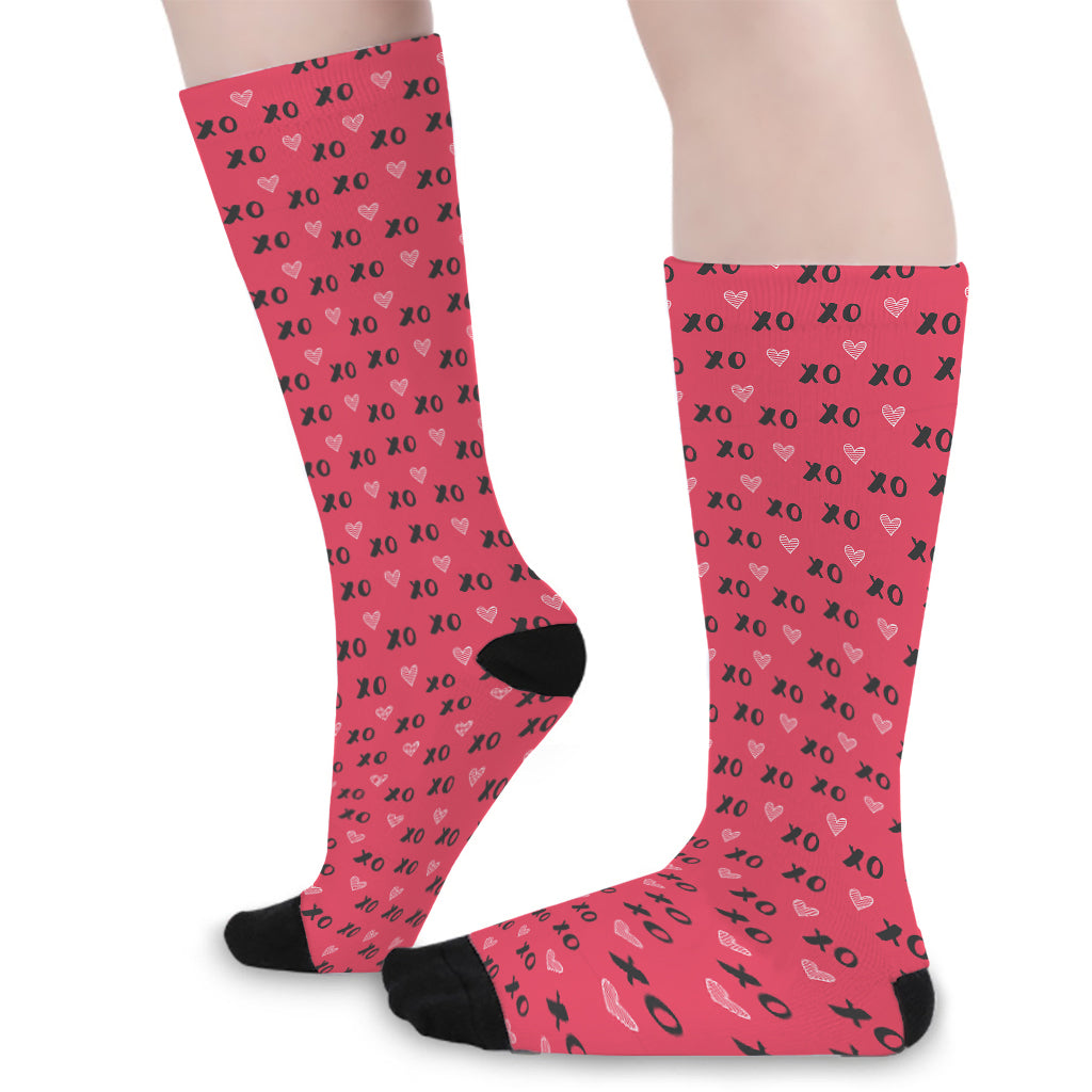 Valentine's Day XOXO Pattern Print Long Socks