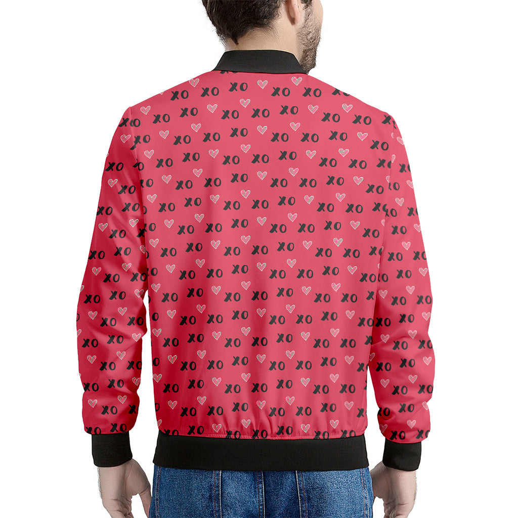 Valentine's Day XOXO Pattern Print Men's Bomber Jacket