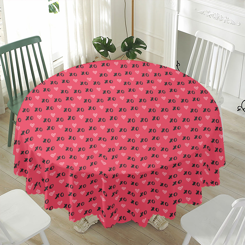 Valentine's Day XOXO Pattern Print Waterproof Round Tablecloth
