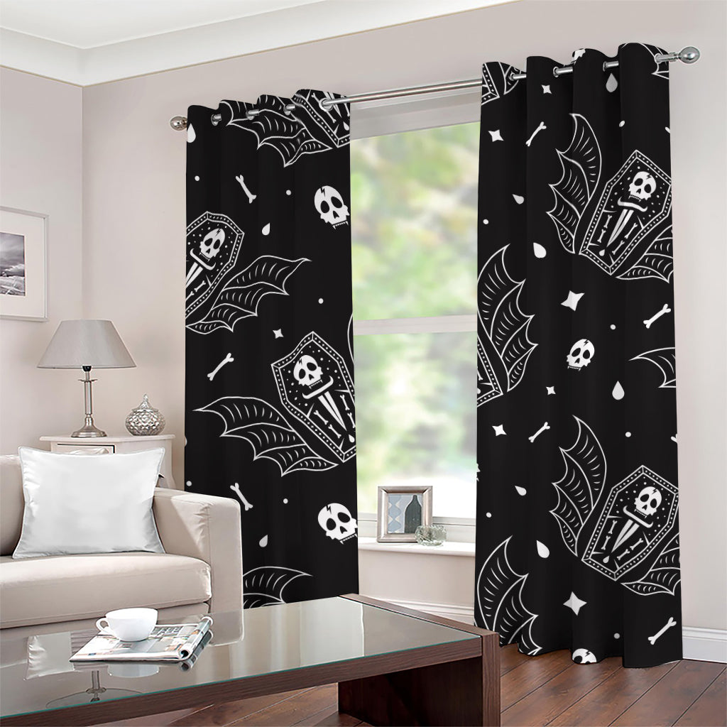 Vampire Coffin Pattern Print Grommet Curtains