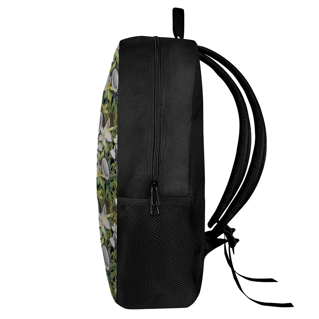 Vanilla Flower And Coconut Pattern Print 17 Inch Backpack