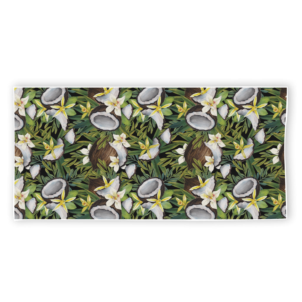 Vanilla Flower And Coconut Pattern Print Beach Towel