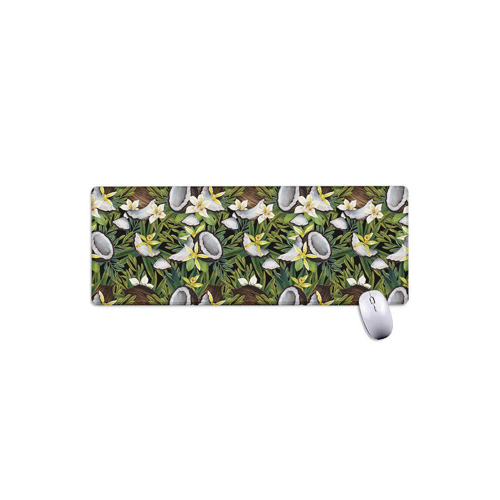 Vanilla Flower And Coconut Pattern Print Extended Mouse Pad