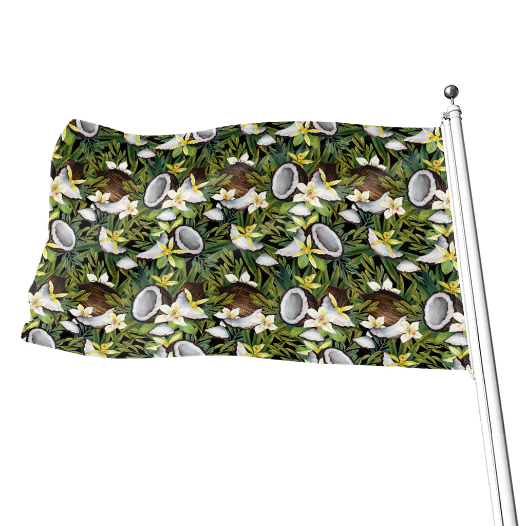 Vanilla Flower And Coconut Pattern Print Flag