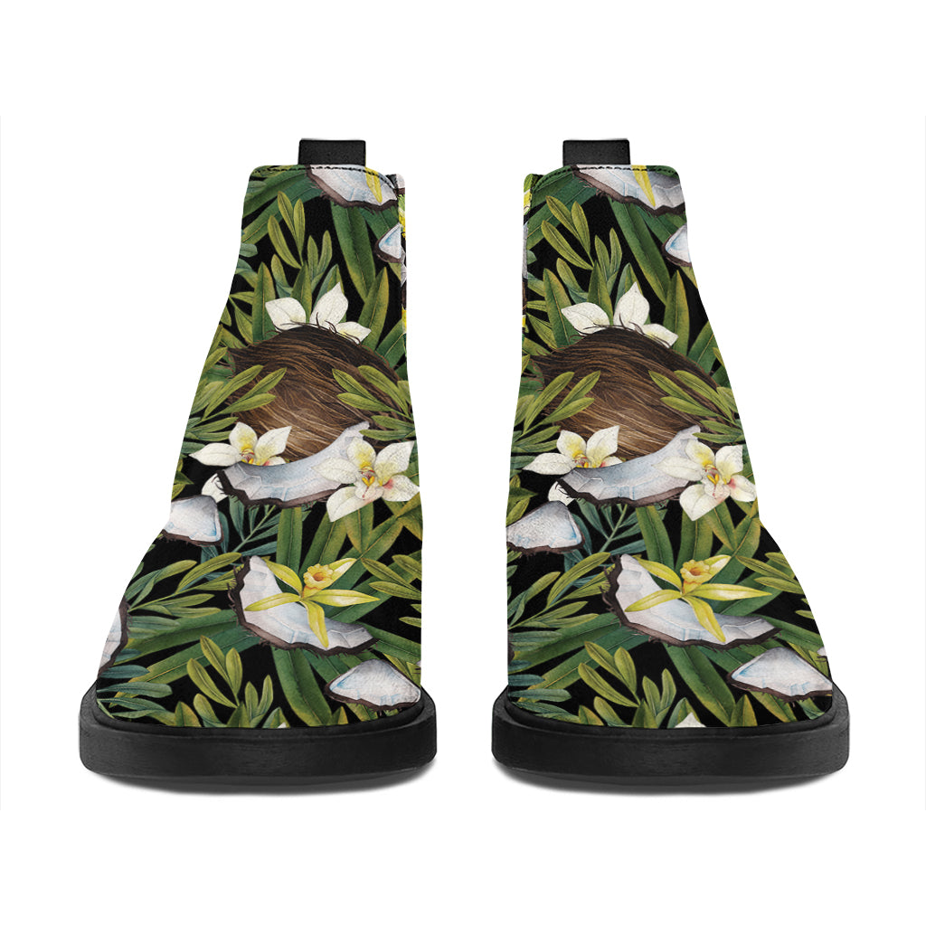 Vanilla Flower And Coconut Pattern Print Flat Ankle Boots