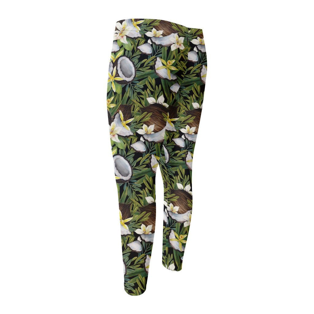 Vanilla Flower And Coconut Pattern Print Men's Compression Pants