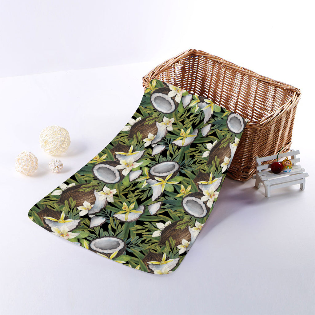 Vanilla Flower And Coconut Pattern Print Towel