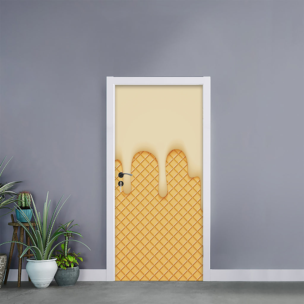 Vanilla Ice Cream Melted Print Door Sticker