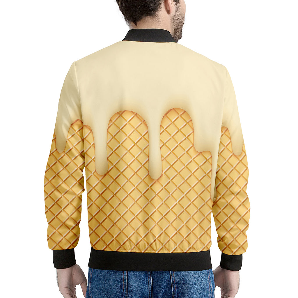 Vanilla Ice Cream Melted Print Men's Bomber Jacket