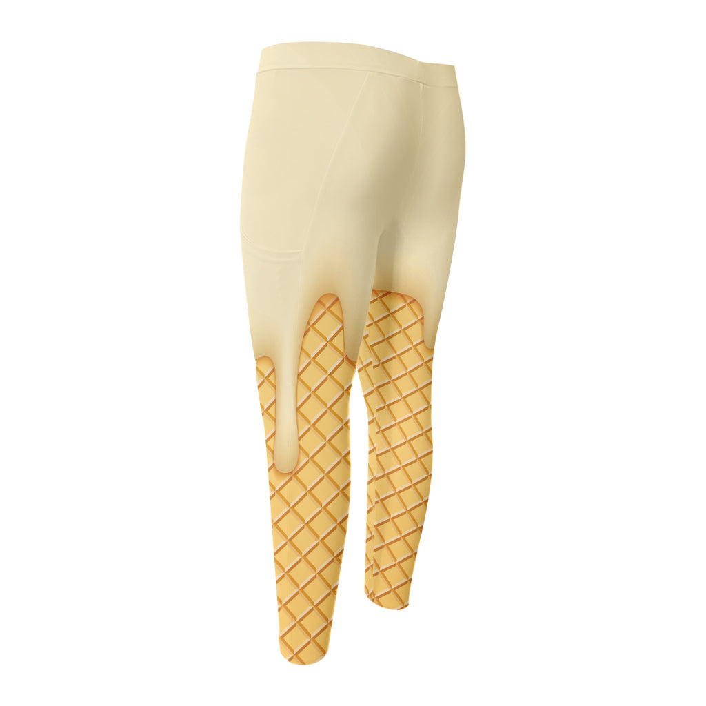 Vanilla Ice Cream Melted Print Men's Compression Pants