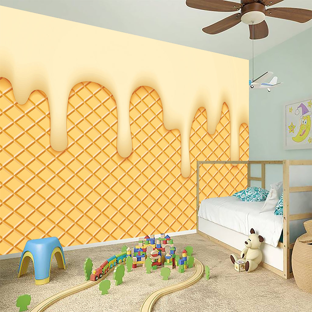 Vanilla Ice Cream Melted Print Wall Sticker