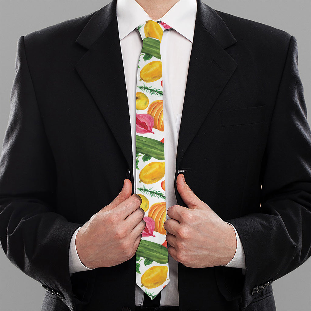 Vegan Fruits And Vegetables Print Necktie