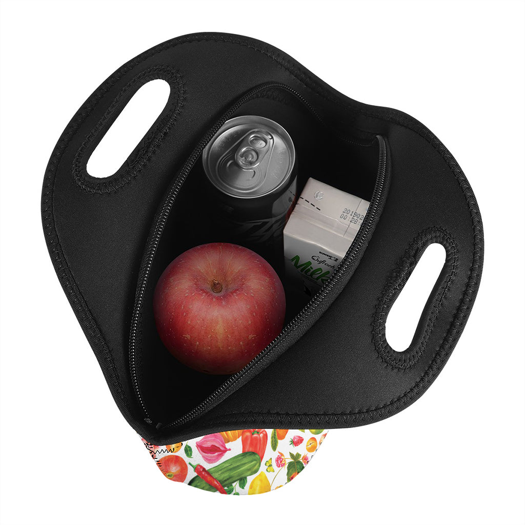 Vegan Fruits And Vegetables Print Neoprene Lunch Bag