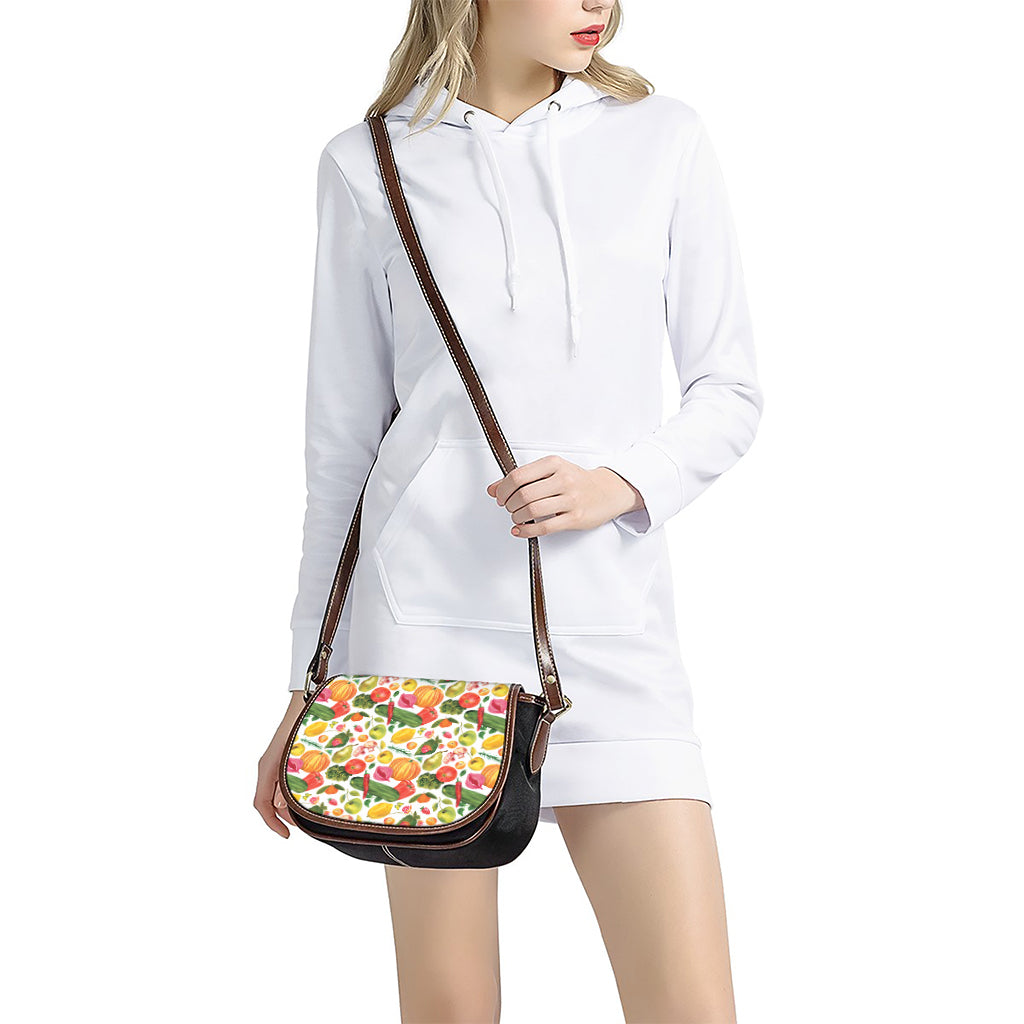 Vegan Fruits And Vegetables Print Saddle Bag