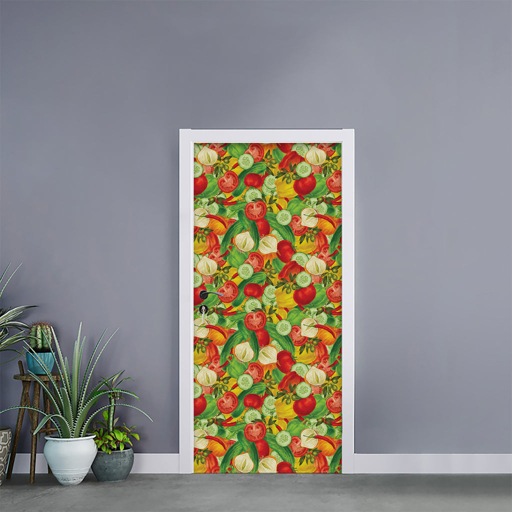 Vegan Pattern Print Door Sticker