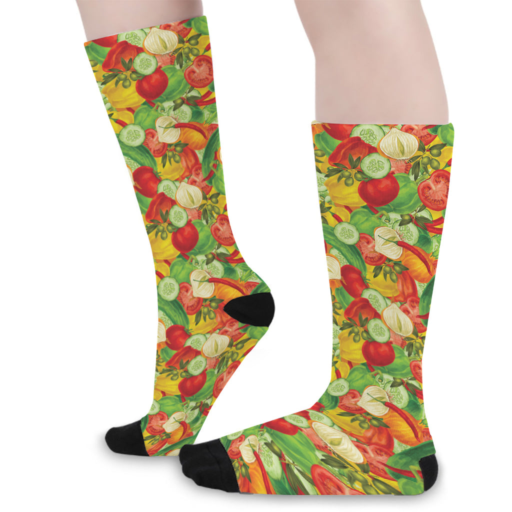 Vegan Pattern Print Long Socks