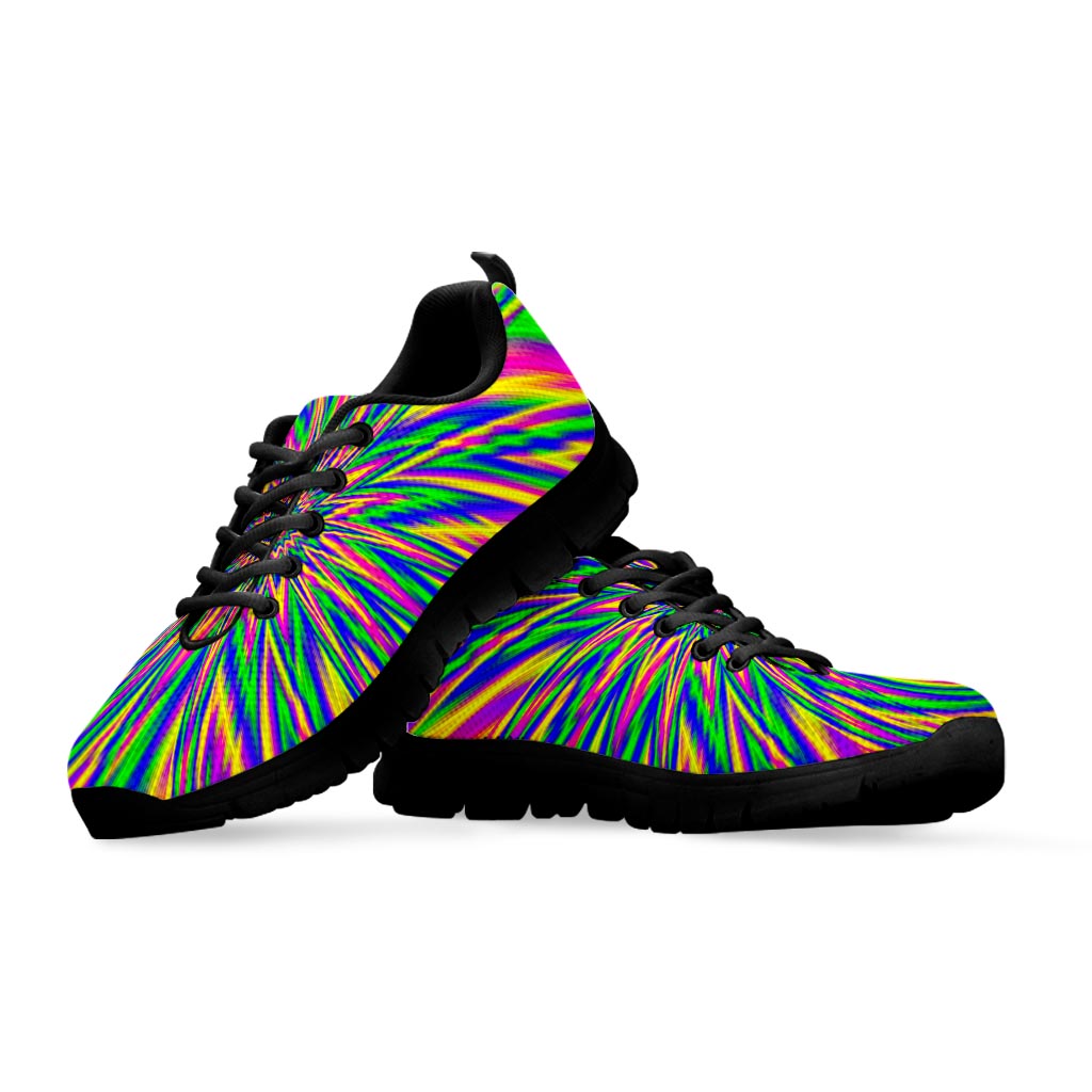 Vibrant Psychedelic Optical Illusion Black Running Shoes