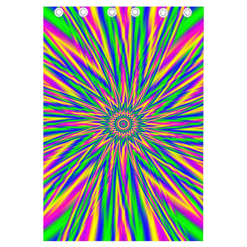 Vibrant Psychedelic Optical Illusion Curtain