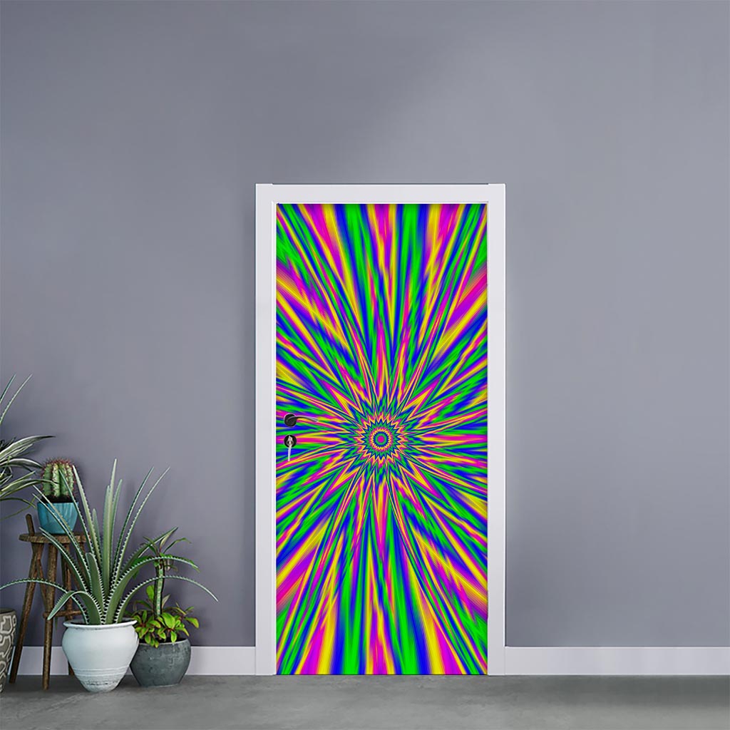 Vibrant Psychedelic Optical Illusion Door Sticker