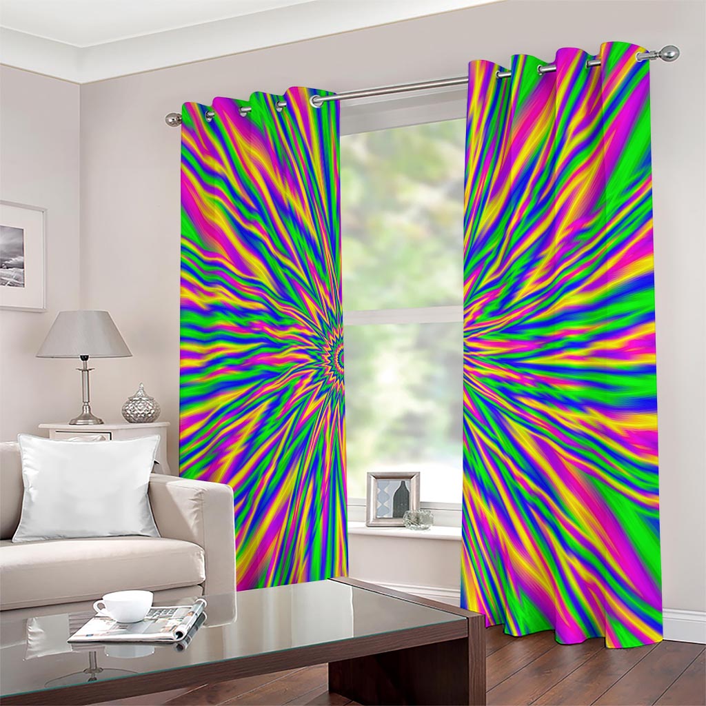 Vibrant Psychedelic Optical Illusion Extra Wide Grommet Curtains